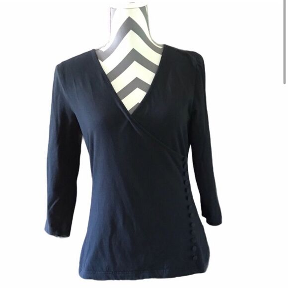 Soft Surroundings XS Black Wrap Top - Picture 2 of 7